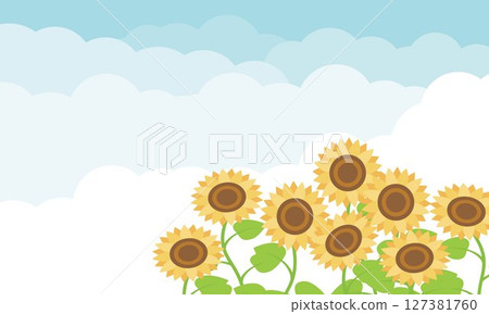 天空與向日葵的清新景色 127381760