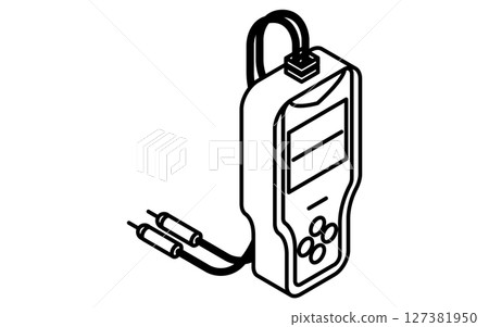Battery tester, simple and cute isometric black and white line icon 127381950