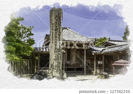 水彩畫風、四國88寺第15號、國分寺、德島縣德島市助喜社明王堂 水彩畫風、四國88寺第15號、國分寺、德島縣德島市助喜社明王堂 127382250