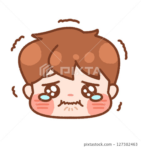 Illustration of a boy crying and shedding tears, cute expression Illustration of a boy crying and shedding tears, cute expression 127382463
