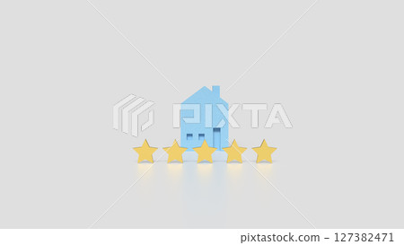 The Blue house and Gold five start for property concept 3d Rendering. 127382471