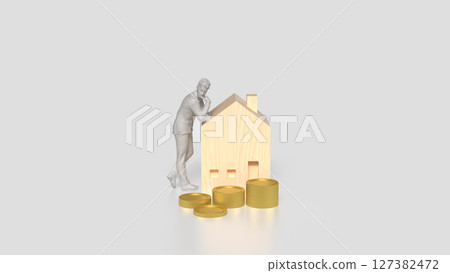 The House and coins for Building or property concept 3d Rendering. 127382472