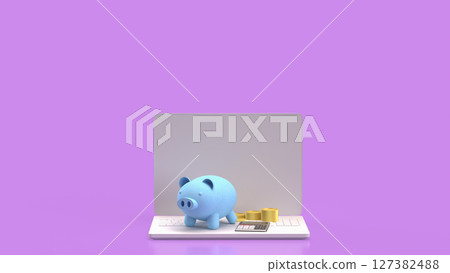 The Piggy bank and coins for earn or Business concept 3d Rendering. 127382488