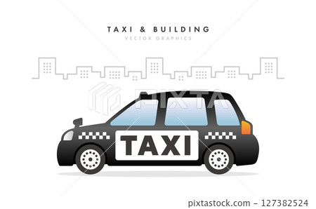 Illustration material of a taxi that stands out in the city 127382524
