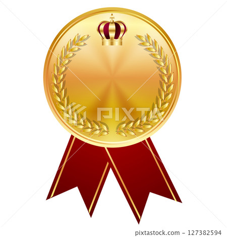 Medal crown ribbon gold icon 127382594