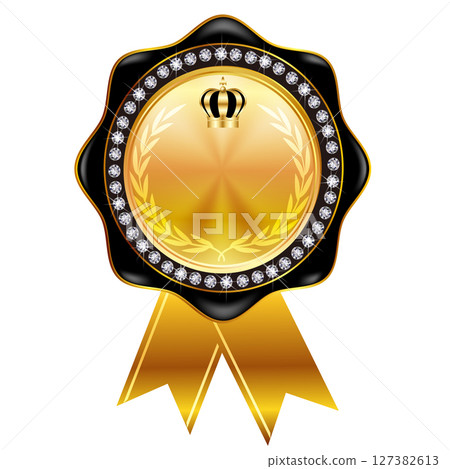 Medal crown ribbon gold icon 127382613