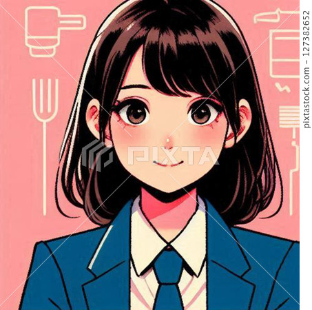 日本女學生的笑容可愛又美麗！身穿校服的高中生或國中生的笑容AI插畫 127382652