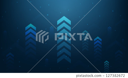 Abstract futuristic blue background with arrow lines and glitter lights, Vector illustration 127382672
