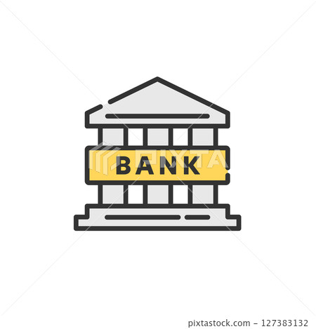 簡單的銀行向量線圖示（金融和商業） 127383132