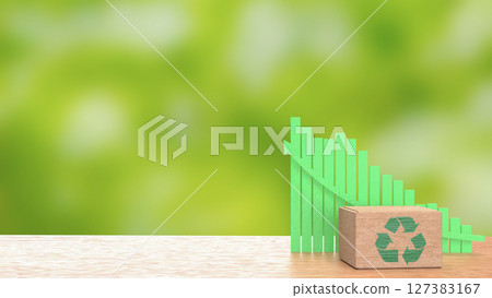 The Recycle symbol on Box and chart for eco concept 3d Rendering. 127383167