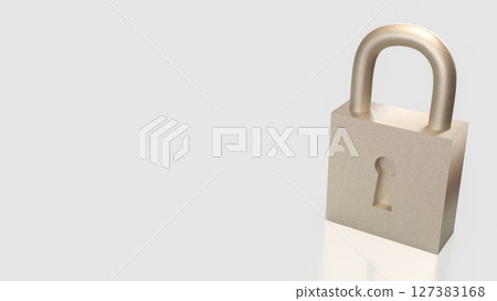 The Lock on white Background for Security concept 3d Rendering. 127383168