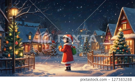 A fun and adorable Christmas message card digital art for the winter holidays 127383288