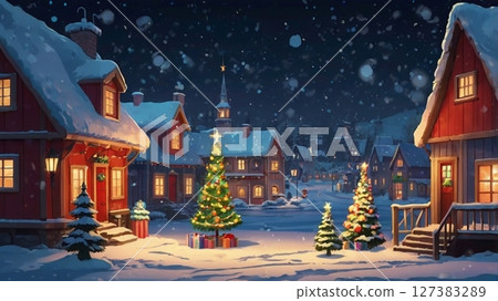 有趣又可愛的聖誕卡數位藝術，適合冬季假期 127383289