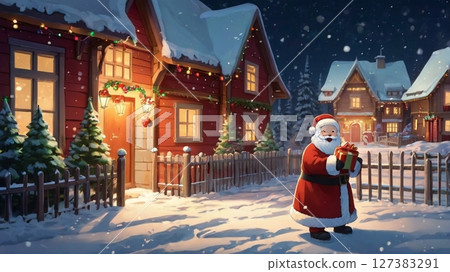 A fun and adorable Christmas message card digital art for the winter holidays 127383291