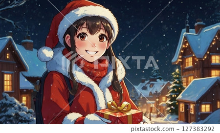 A fun and adorable Christmas message card digital art for the winter holidays 127383292