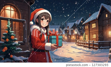 A fun and adorable Christmas message card digital art for the winter holidays 127383293