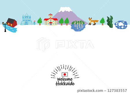 Flat illustration of Hokkaido tourist destinations 127383557