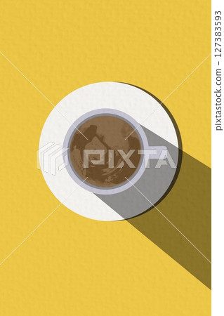 Fresh Coffee Cup Shadow Minimal Illustration yellow Background Hot Espresso Caffeine Drink Beverage Fresh Coffee Cup Shadow Minimal Illustration yellow Background Hot Espresso Caffeine Drink Beverage 127383593