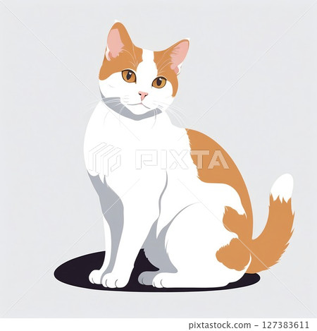 Cute Japanese cat illustration 127383611