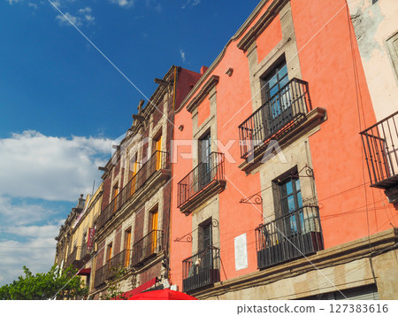 Mexico City: Subsided buildings facing the Zocalo Square Mexico City: Subsided buildings facing the Zocalo Square 127383616