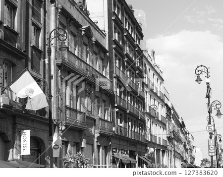 Mexico City: Subsided buildings facing the Zocalo Square Mexico City: Subsided buildings facing the Zocalo Square 127383620