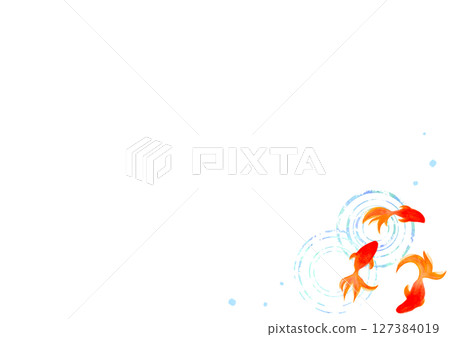 金魚夏季水彩日式插畫 127384019