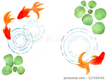 Goldfish Summer Watercolor Japanese style illustration 127384705