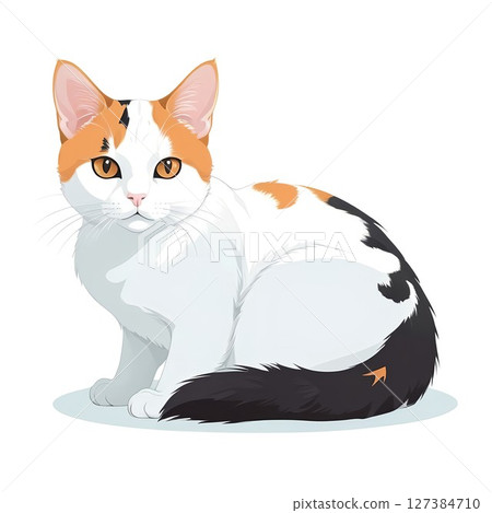 Cartoon illustration of a clever Japanese cat listening to what you say 127384710