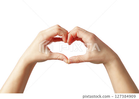 Hands form a heart, showing love, isolated on white 127384909