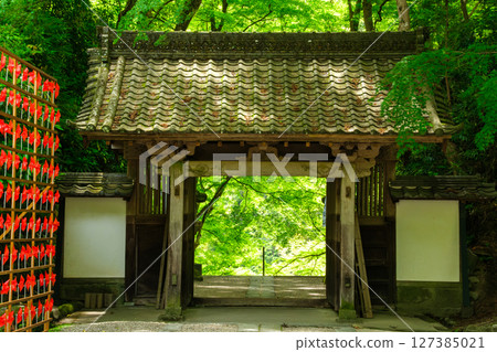 Mountain gate and windmill 127385021