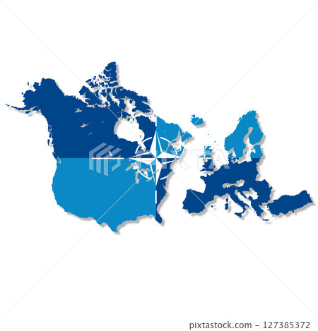 NATO flag map with clipping path 127385372