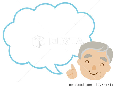 祖父指著雲講話泡泡插圖/無線條 祖父指著雲講話泡泡插圖/無線條 127385513
