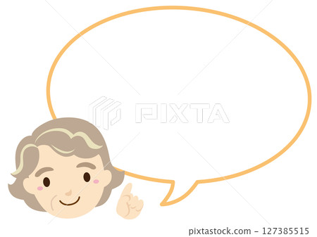 祖母指著講話泡泡插圖/無線條 祖母指著講話泡泡插圖/無線條 127385515