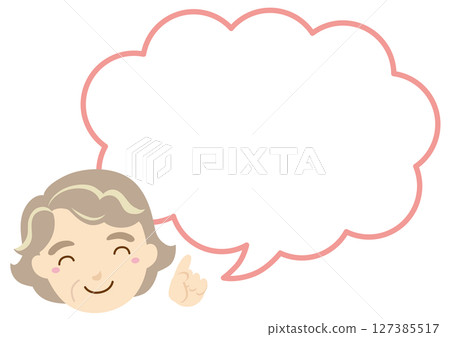 祖母指著雲語音氣泡圖/無線條 祖母指著雲語音氣泡圖/無線條 127385517