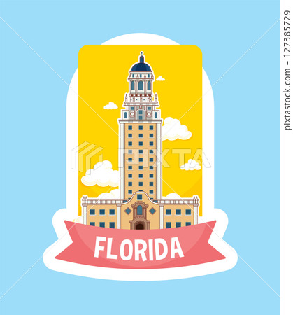 Florida Tower Vector Illustration with Bright Colors 127385729