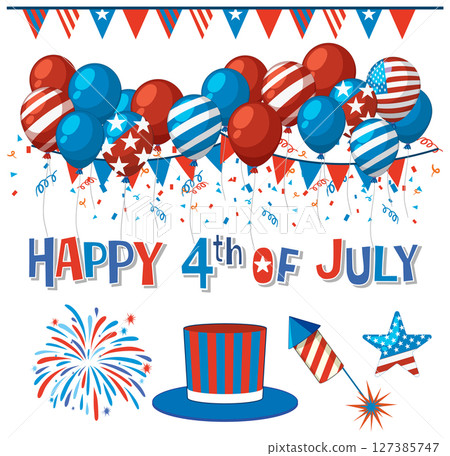 Festive 4th of July Celebration Vector Illustration Festive 4th of July Celebration Vector Illustration 127385747
