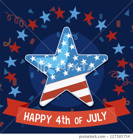 Patriotic Star with Fourth of July Banner Patriotic Star with Fourth of July Banner 127385754