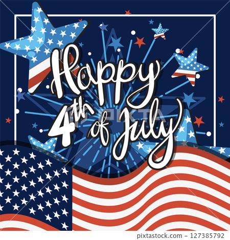 Patriotic 4th of July Celebration Illustration 127385792
