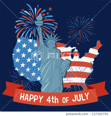 Patriotic 4th of July Celebration Illustration 127385795