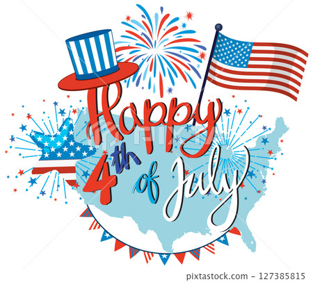 Patriotic 4th of July Celebration Illustration 127385815