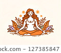 Illustration of Woman Meditating Outdoors 127385847