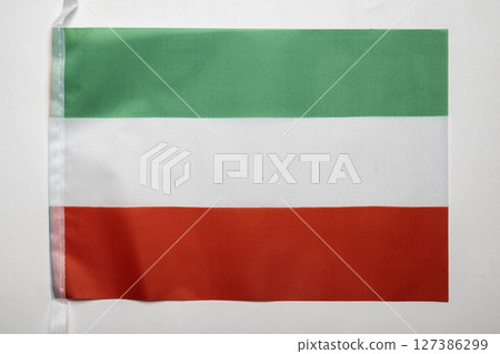 Closeup view of the Hungary national flag isolated over a white background. Concept of government and nationality 127386299