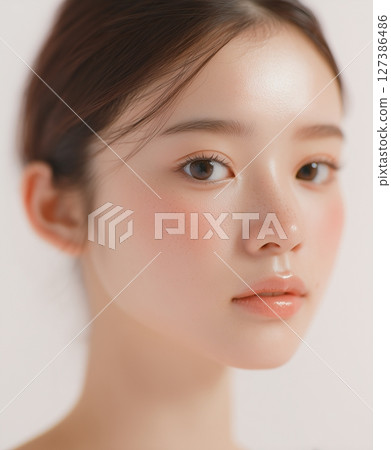 皮膚護理，美麗的皮膚女人，滋潤裸露皮膚的自然肖像 127386486