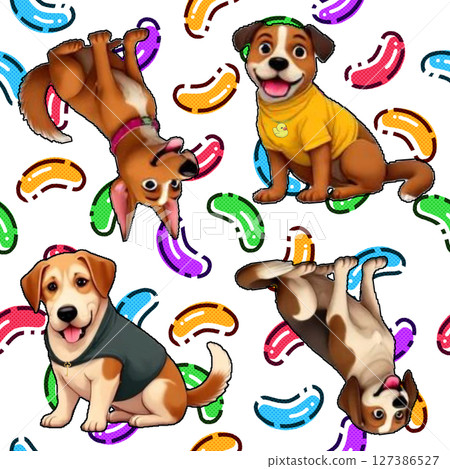 seamless pattern with dogs 127386527