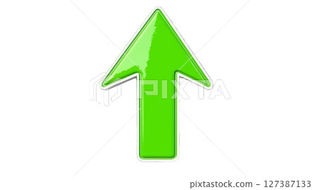 Glossy bright green upward arrow sticker designed for signaling direction or adding flair to projects, created with Generative AI technology, isolated on white, PNG 127387133