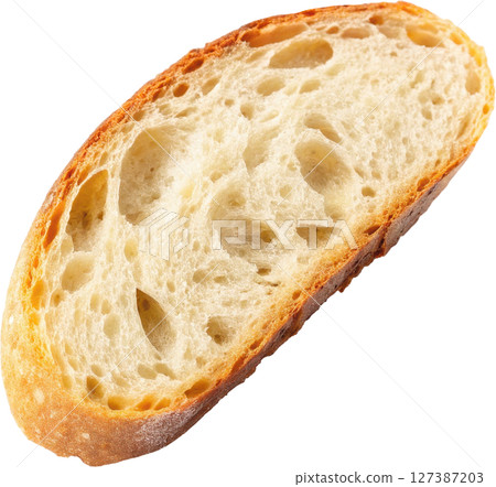 Sliced ciabatta bread in half horizontally Sliced ciabatta bread in half horizontally 127387203