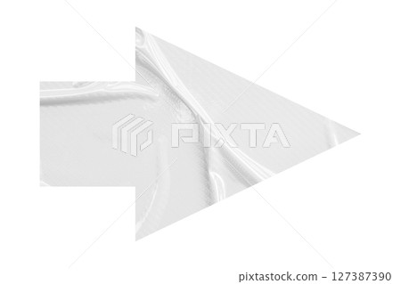 White crumpled paper arrow isolated on transparent background 127387390