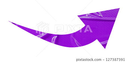 Purple crumpled paper arrow isolated on transparent background 127387391