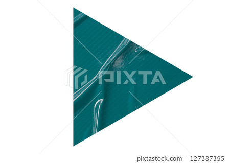 Green crumpled paper arrow isolated on transparent background 127387395