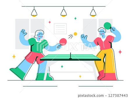 Playing Table Tennis Sports Vector Illustration Featuring Racket and Ball of Ping Pong Game Match, Hitting a Plastic Ball in a Flat Style Background Playing Table Tennis Sports Vector Illustration Featuring Racket and Ball of Ping Pong Game Match, Hitting a Plastic Ball in a Flat Style Background 127387443